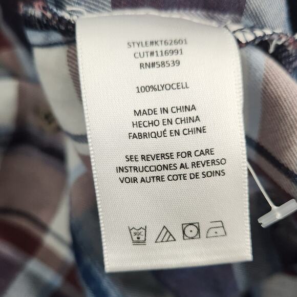 Kut From The Kloth Long Sleeve Button Down Plaid Top Womens Size Large L - Picture 4 of 4